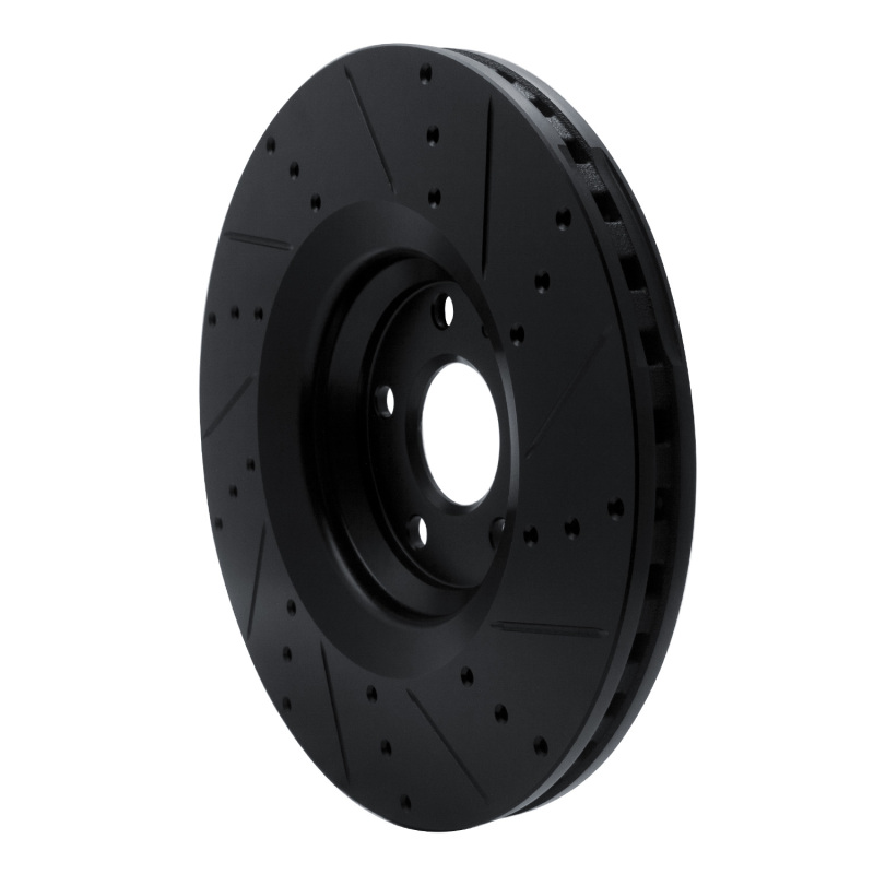 Audi TTS Brake Rotor (1) - Front Left - R1 Concepts - Drilled & Slotted - Black - `12-`15